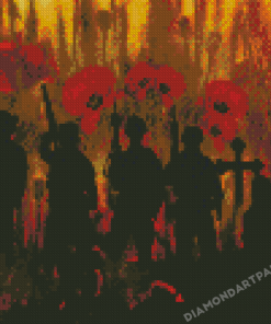 Poppies And Soldiers Silhouette Diamond Paintings