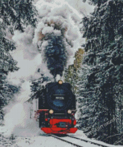 train in snow diamond painting