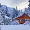 Wooden Snowfall Cabin Diamond Paintings