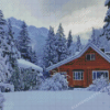 Wooden Snowfall Cabin Diamond Paintings