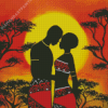 Black Tribal Couple Diamond Paintings