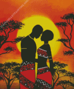 Black Tribal Couple Diamond Paintings