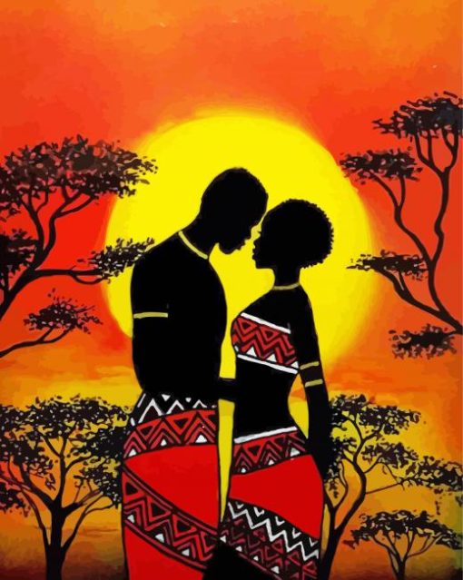 Black Tribal Couple Diamond Paintings