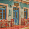 Greece Cafe Diamond Paintings