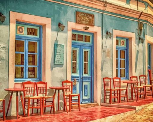 Greece Cafe Diamond Paintings