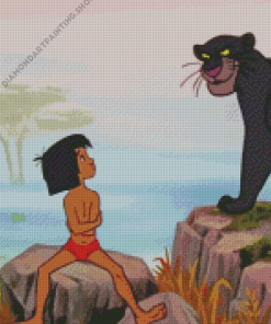 Mowgli And Bagheera Diamond Paintings