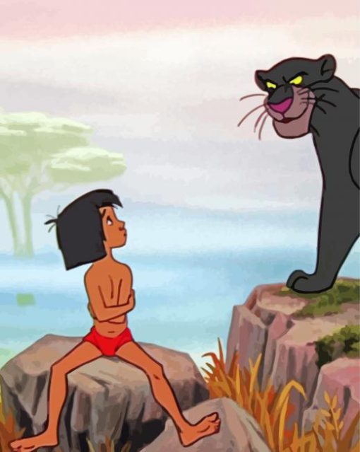 Mowgli And Bagheera Diamond Paintings