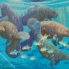 Manatees And Fish Diamond Paintings