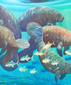 Manatees And Fish Diamond Paintings