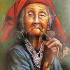 Lady Smoking Pipe Diamond Paintings