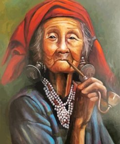 Lady Smoking Pipe Diamond Paintings