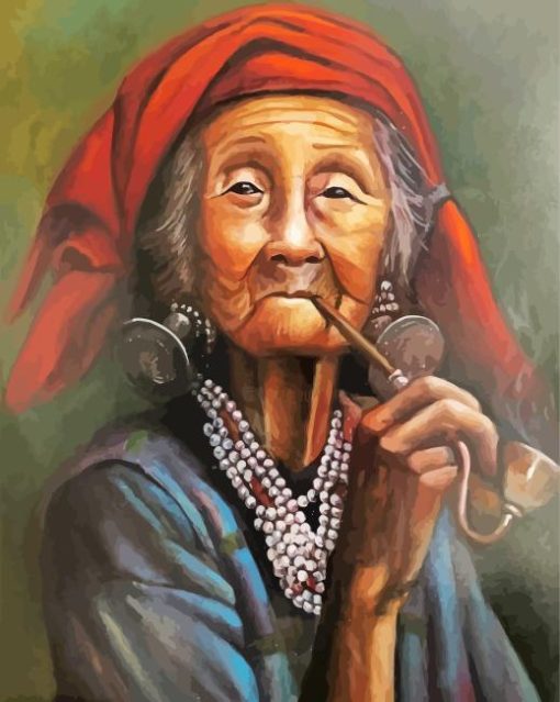 Lady Smoking Pipe Diamond Paintings