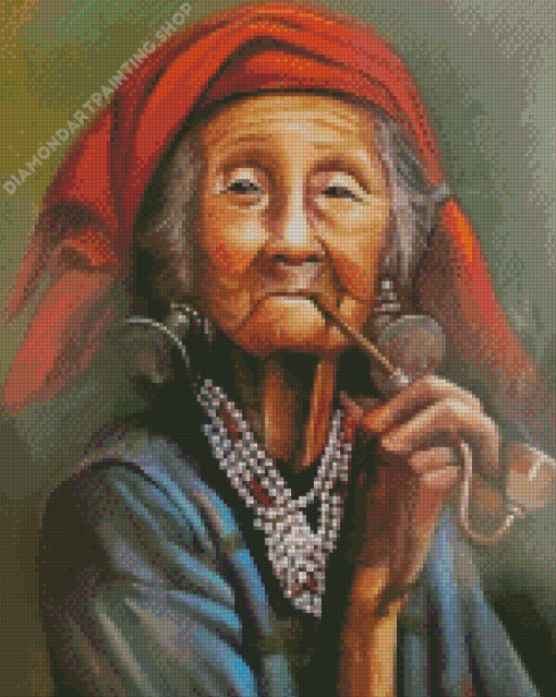 Lady Smoking Pipe Diamond Paintings