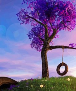 Purple Tree Swing Diamond Paintings