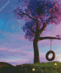 Purple Tree Swing Diamond Paintings