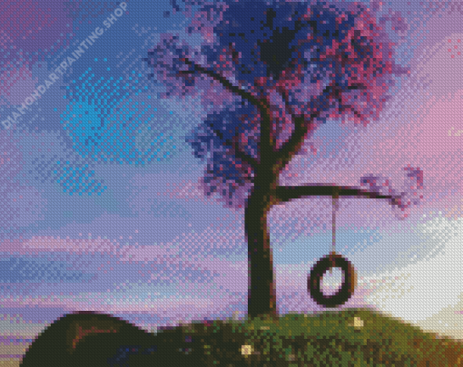 Purple Tree Swing Diamond Paintings