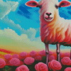 Sheep Flowers Field Diamond Paintings