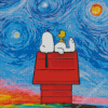 Snoopy Starry Night Diamond Paintings