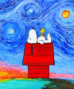 Snoopy Starry Night Diamond Paintings