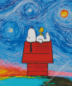 Snoopy Starry Night Diamond Paintings