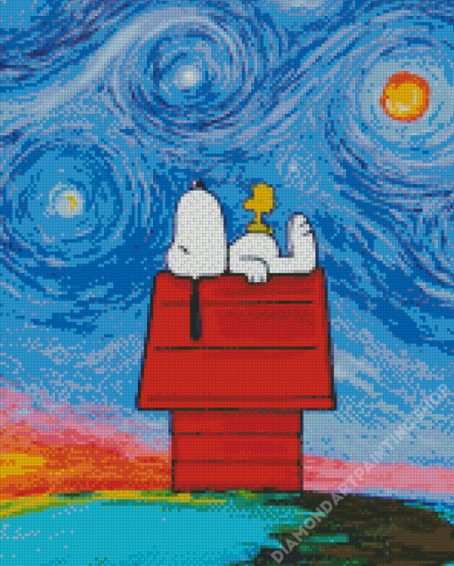 Snoopy Starry Night Diamond Paintings