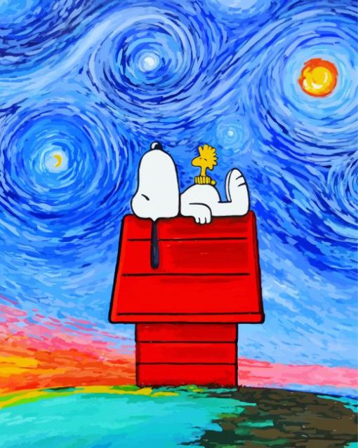 Snoopy Starry Night Diamond Paintings