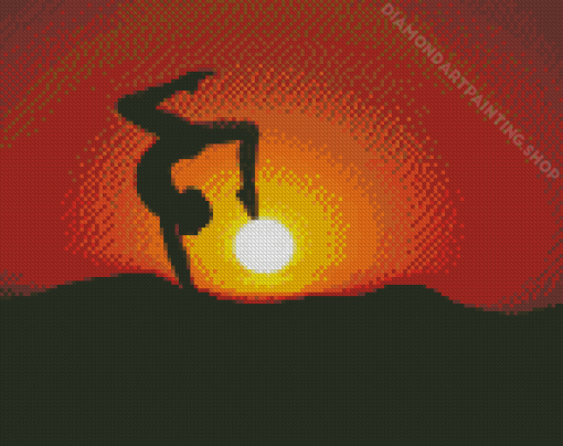 Sunset Silhouette Gymnastic Diamond Paintings