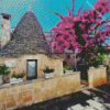 Trulli Italy Blossom Diamond Paintings