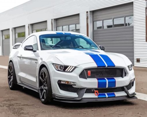 White Mustang Ford Diamond Paintings