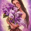 Woman And Lilacs Diamond Paintings