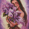 Woman And Lilacs Diamond Paintings