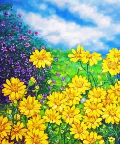 Yellow Daisies Field Diamond Paintings