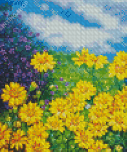 Yellow Daisies Field Diamond Paintings