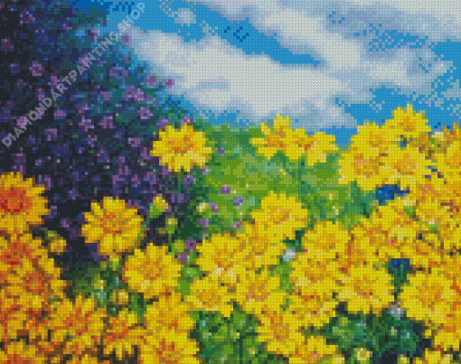 Yellow Daisies Field Diamond Paintings