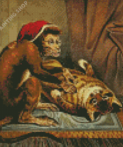 Monkey And Cat Diamond Paintings