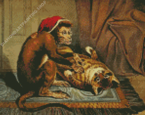 Monkey And Cat Diamond Paintings