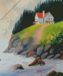 Houses On A Cliff Diamond Paintings