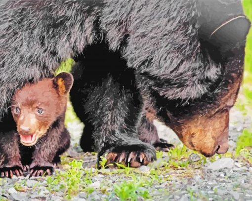 Bear And Cub Diamond Paintings