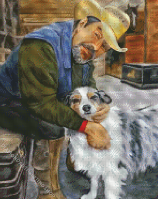 Old Man And Dog Diamond Paintings