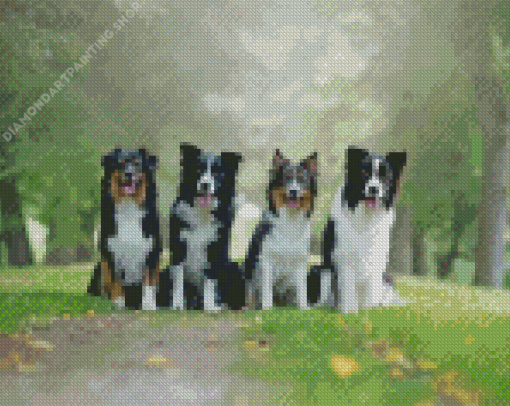 4 Friends Dogs Diamond Paintings