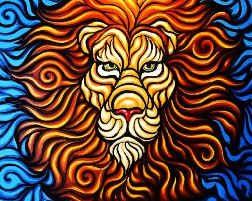 Abstract Lion Head Diamond Paintings