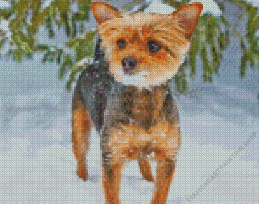 Chorkie In Snow Diamond Paintings