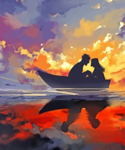 Couple On Boat Diamond Paintings