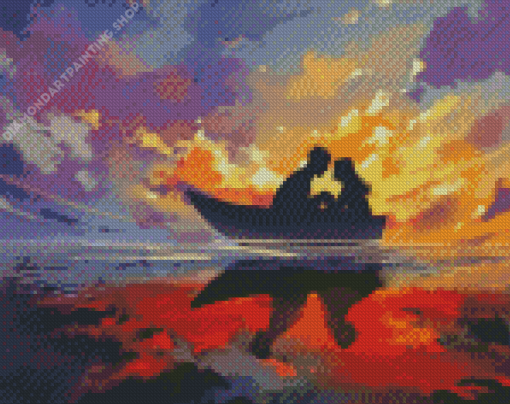 Couple On Boat Diamond Paintings