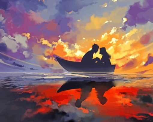 Couple On Boat Diamond Paintings