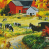 Cows And Farm House Diamond Paintings