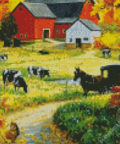 Cows And Farm House Diamond Paintings