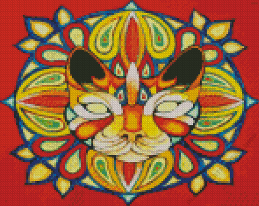 Ginger Mandala Cat Diamond Paintings