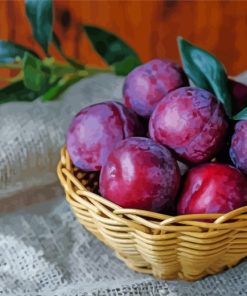 Plums Fruit Basket Diamond Paintings