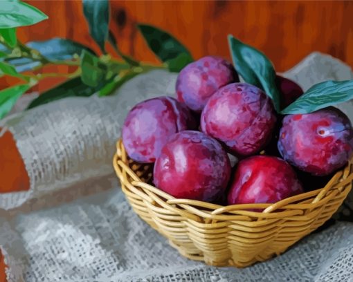 Plums Fruit Basket Diamond Paintings